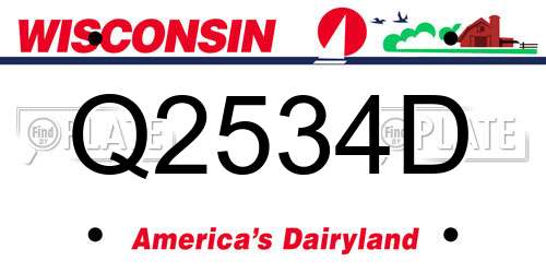 Q2534D Wisconsin License Plate