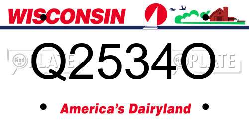 Q2534O Wisconsin License Plate