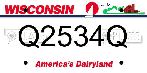 Q2534Q Wisconsin License Plate
