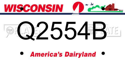Q2554B Wisconsin License Plate