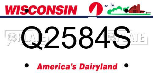 Q2584S Wisconsin License Plate