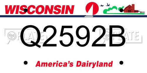 Q2592B Wisconsin License Plate