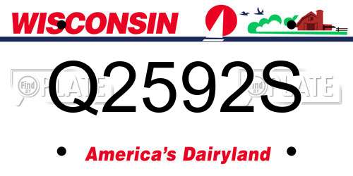 Q2592S Wisconsin License Plate