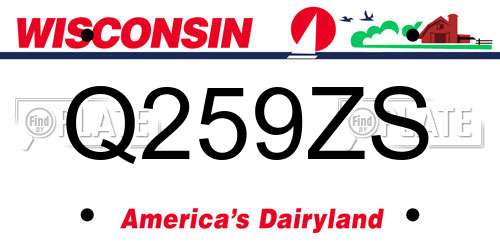Q259ZS Wisconsin License Plate