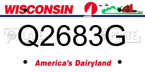 Q2683G Wisconsin License Plate