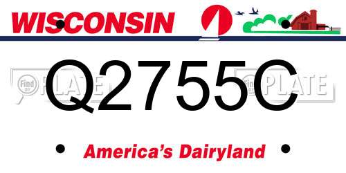 Q2755C Wisconsin License Plate