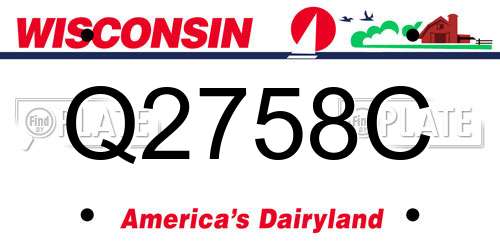 Q2758C Wisconsin License Plate