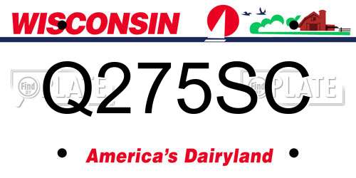 Q275SC Wisconsin License Plate