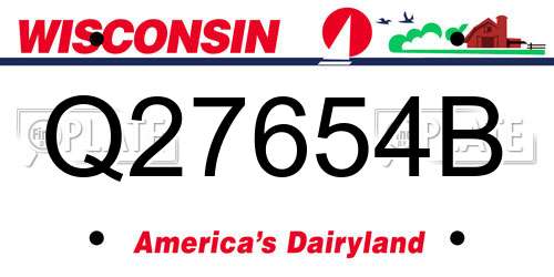 Q27654B Wisconsin License Plate