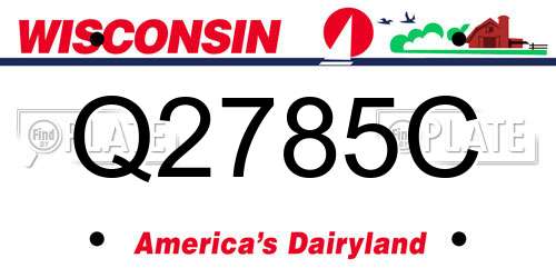 Q2785C Wisconsin License Plate