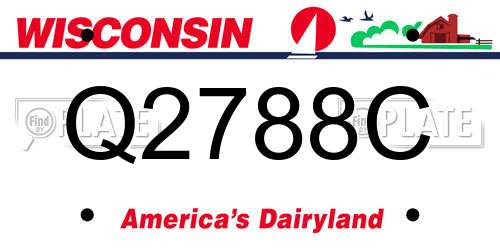 Q2788C Wisconsin License Plate