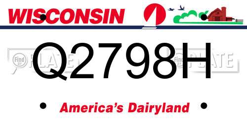 Q2798H Wisconsin License Plate