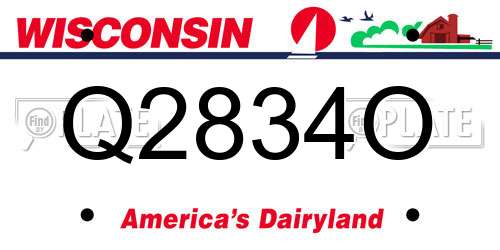 Q2834O Wisconsin License Plate