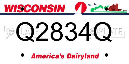 Q2834Q Wisconsin License Plate