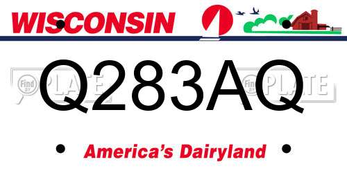 Q283AQ Wisconsin License Plate