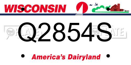 Q2854S Wisconsin License Plate
