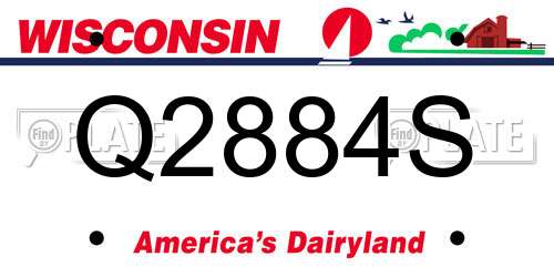 Q2884S Wisconsin License Plate
