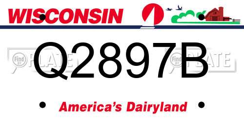 Q2897B Wisconsin License Plate