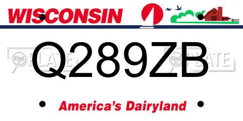 Q289ZB Wisconsin License Plate