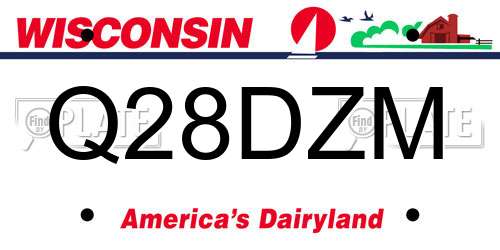 Q28DZM Wisconsin License Plate