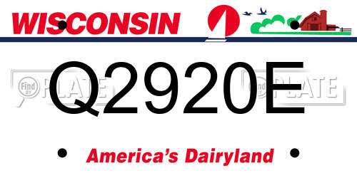 Q2920E Wisconsin License Plate