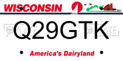 Q29GTK Wisconsin License Plate