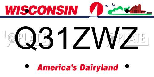 Q31ZWZ Wisconsin License Plate