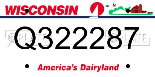 Q322287 Wisconsin License Plate