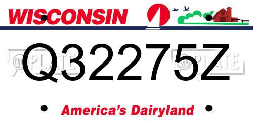 Q32275Z Wisconsin License Plate