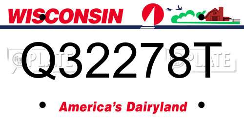 Q32278T Wisconsin License Plate