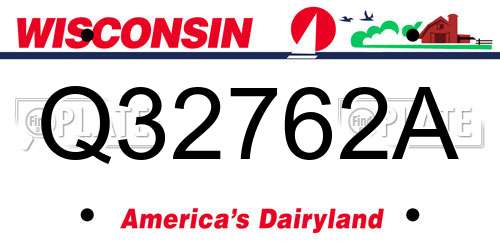 Q32762A Wisconsin License Plate