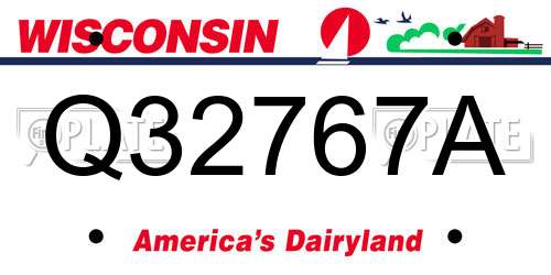 Q32767A Wisconsin License Plate