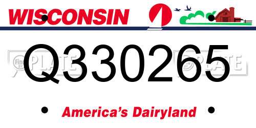 Q330265 Wisconsin License Plate