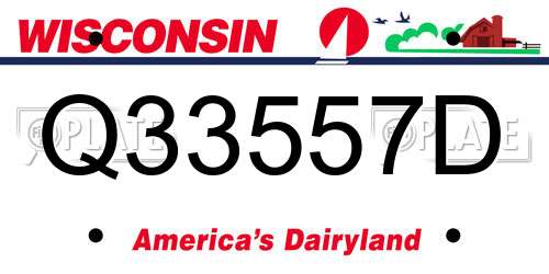 Q33557D Wisconsin License Plate