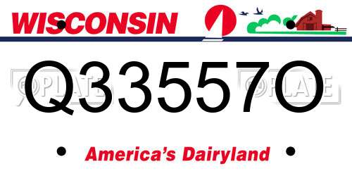 Q33557O Wisconsin License Plate