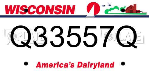 Q33557Q Wisconsin License Plate