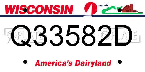 Q33582D Wisconsin License Plate