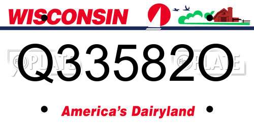 Q33582O Wisconsin License Plate