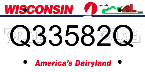 Q33582Q Wisconsin License Plate