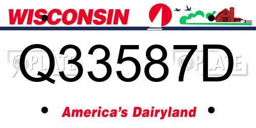 Q33587D Wisconsin License Plate