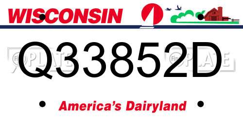 Q33852D Wisconsin License Plate