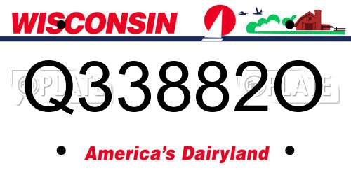 Q33882O Wisconsin License Plate