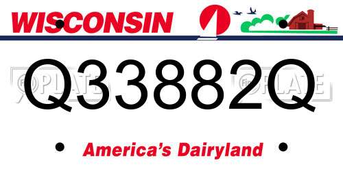 Q33882Q Wisconsin License Plate