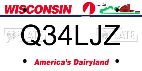 Q34LJZ Wisconsin License Plate