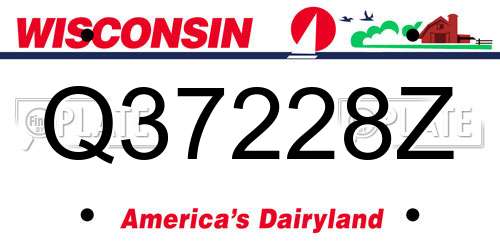 Q37228Z Wisconsin License Plate