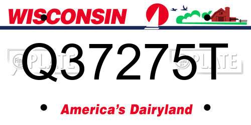 Q37275T Wisconsin License Plate