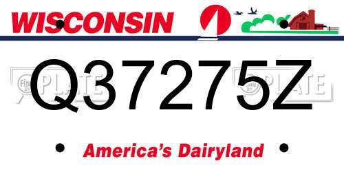 Q37275Z Wisconsin License Plate