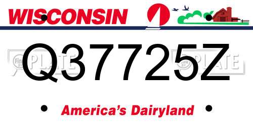 Q37725Z Wisconsin License Plate