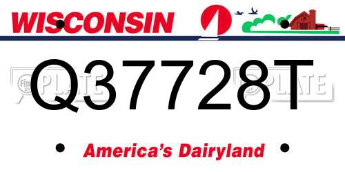 Q37728T Wisconsin License Plate
