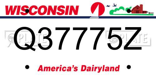 Q37775Z Wisconsin License Plate